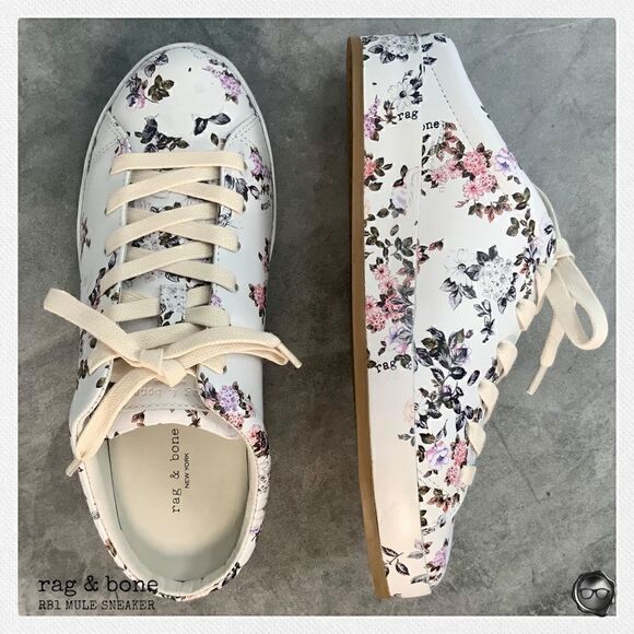 RAG & BONE RB1 MULE SLIP ON PATFORM SNEAKER IN GARDEN FLORAL WOMEN’S SIZE 7.5 - Picture 1 of 14